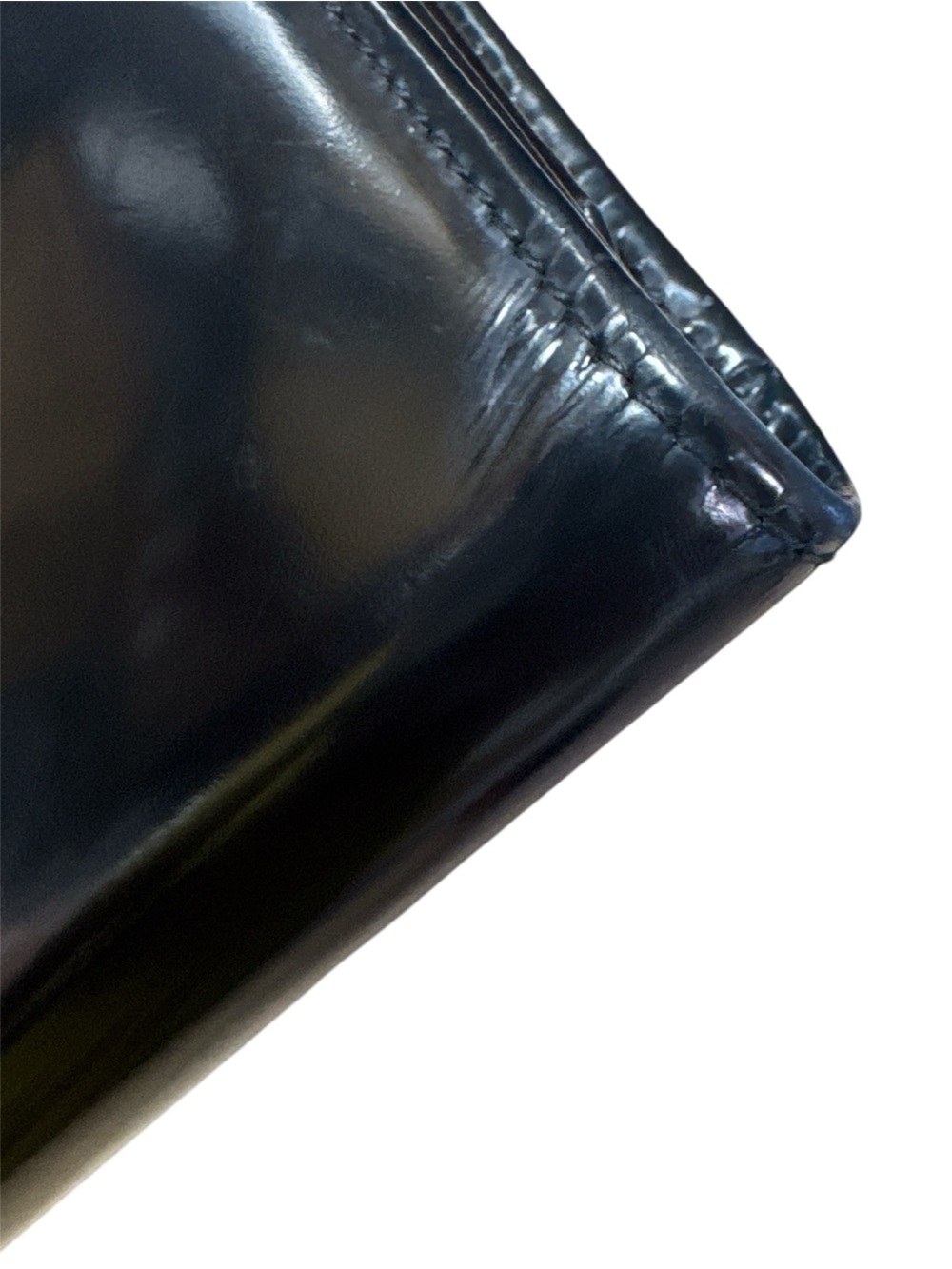 GUCCI VTG Black Patent Leather 4 Fold Wallet Snap Closure CC bills coins 6x4x1 - Picture 9 of 16